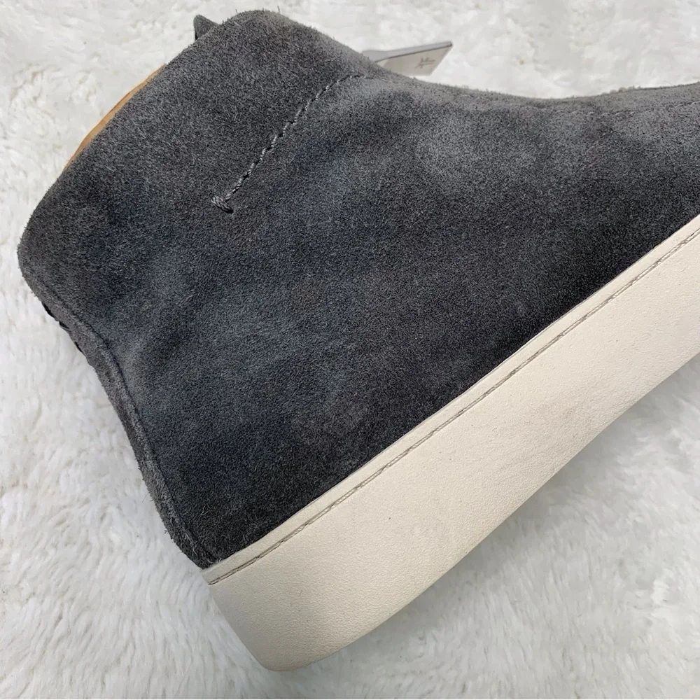 Frye Women's Lena Zip Platform Suede Grey Flat High Top Sneakers Size 7M
